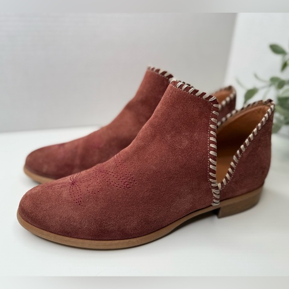 Sundance Lola Whipstitched Boots in Rust Suede EU 39/US 8.5 Cut Out Embroidered - Picture 3 of 16